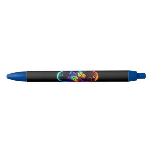 Vibrant infinity with rainbow butterfly on black  black ink pen