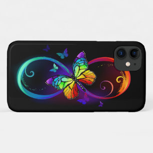 Vibrant infinity with rainbow butterfly on black  Case-Mate iPhone case