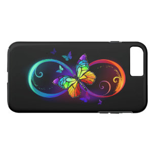 Vibrant infinity with rainbow butterfly on black Case-Mate iPhone case
