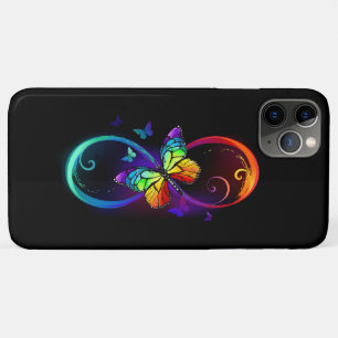 Vibrant infinity with rainbow butterfly on black iPhone 11 pro max case