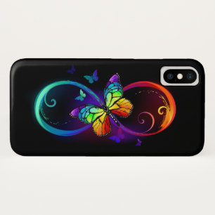 Vibrant infinity with rainbow butterfly on black Case-Mate iPhone case