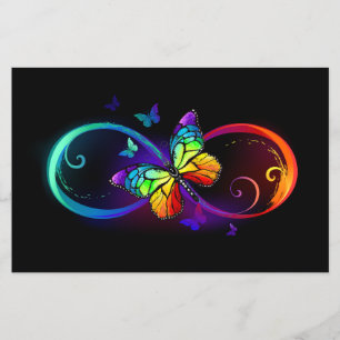 Vibrant infinity with rainbow butterfly on black  flyer