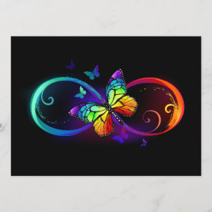 Vibrant infinity with rainbow butterfly on black menu