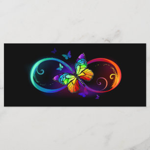 Vibrant infinity with rainbow butterfly on black menu