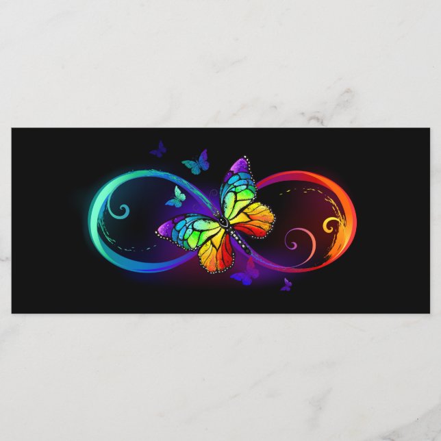 Vibrant infinity with rainbow butterfly on black menu (Front)