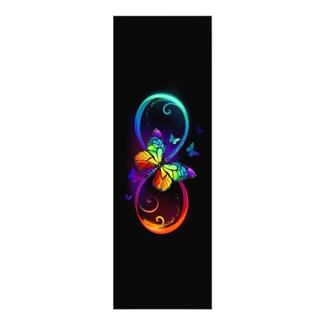 Vibrant infinity with rainbow butterfly on black photo print (Front)