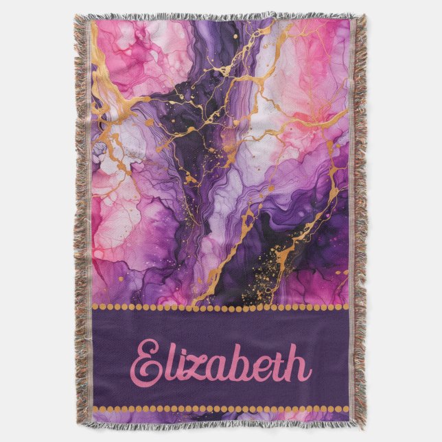 Vibrant Ink Fusion Throw Blanket (Front Vertical)