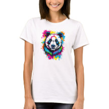 Vibrant Ink Splatter Panda Pop Art, Colourful