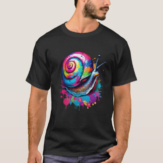 Vibrant Ink Splatter Snail Pop Art, Colourful T-Shirt