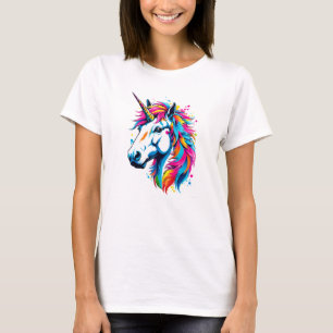 Vibrant Ink Splatter Unicorn Pop Art, Colourful T-Shirt
