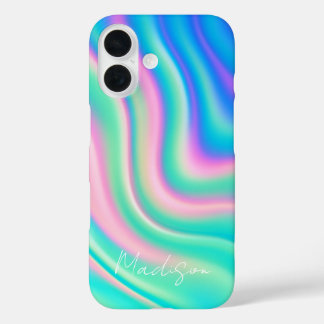 Vibrant Iridescent Wave Flow iPhone 16 Case