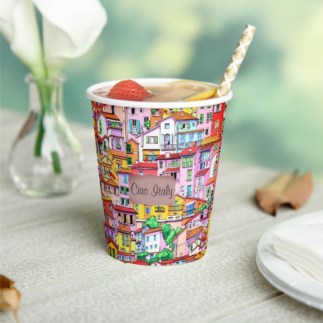 Vibrant Italian Facade Paper Cups (Insitu)
