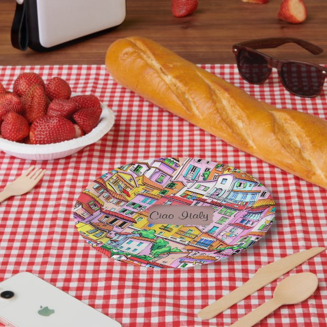 Vibrant Italian Facade Paper Plate (Picnic)