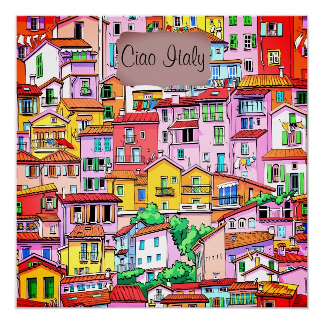 Vibrant Italian Facade Poster (Front)