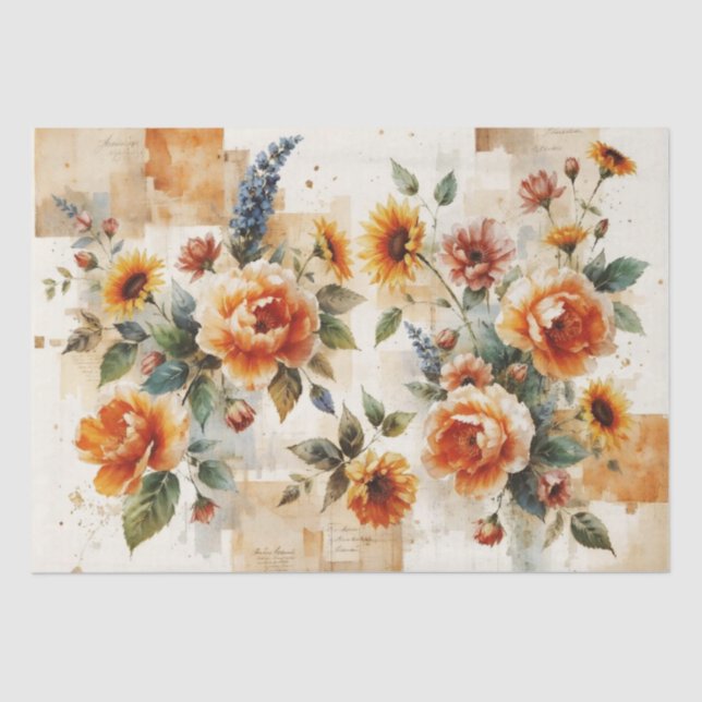 Vibrant Italian-Inspired Floral Collage Tissue Paper (Front)