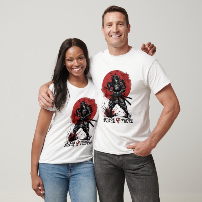 Vibrant Japanese Samurai Armour Sun Graphic Tee (Unisex)
