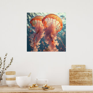 Vibrant jellyfish couple poster