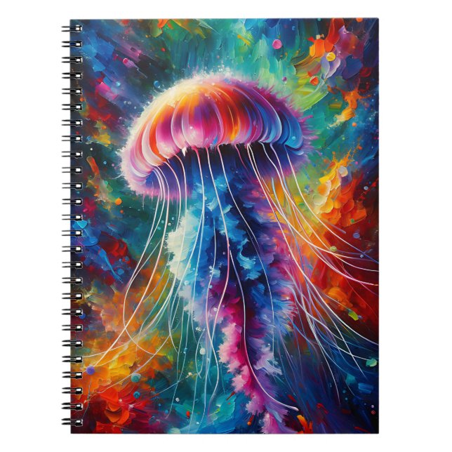 Vibrant Jellyfish Glow Notebook (Front)