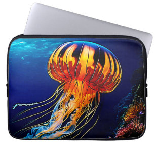 Vibrant Jellyfish Underwater Art Laptop Sleeve