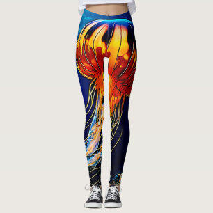Vibrant Jellyfish Underwater Art Leggings