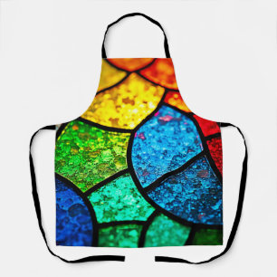 Vibrant Jewel Toned Stained Glass Texture Art Apron