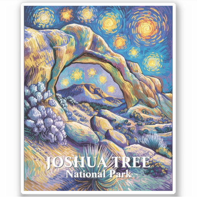 Vibrant Joshua Tree Desert Rocks Modern Van Gogh (Front)