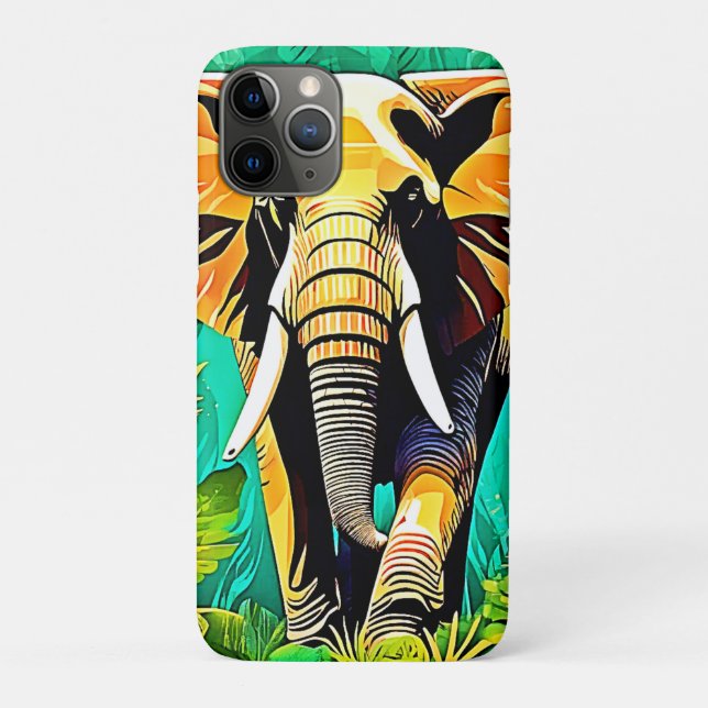 Vibrant Jungle Elephant Scene Design Case-Mate iPhone Case (Back)