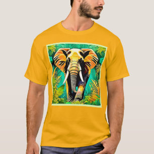 Vibrant Jungle Elephant Scene Design T-Shirt