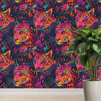 Vibrant Jungle Leopard Pattern  Wallpaper