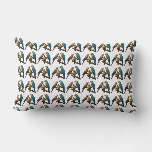 Vibrant Jungle Parrots Throw Pillows (Front)