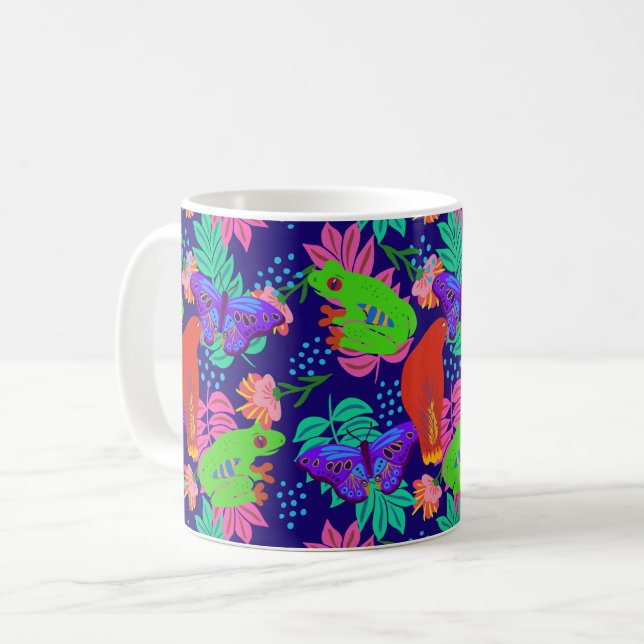 Vibrant jungle pattern coffee mug (Front Left)
