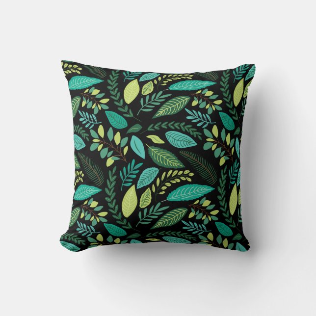 Vibrant Jungle Patterns Throw Pillow (Front)