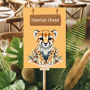 Vibrant Jungle Safari Cheetah Table Sign Table Number