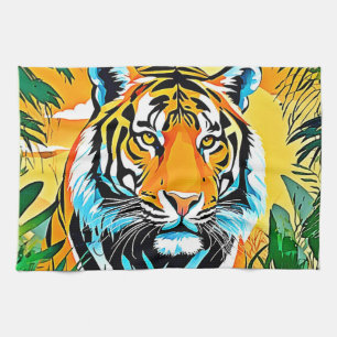 Vibrant Jungle Tiger Art Design Kitchen Towel