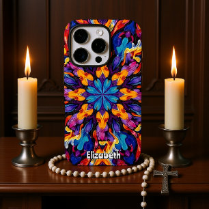 Vibrant Kaleidoscopic Abstract Mandala with Colour iPhone 16 Pro Case