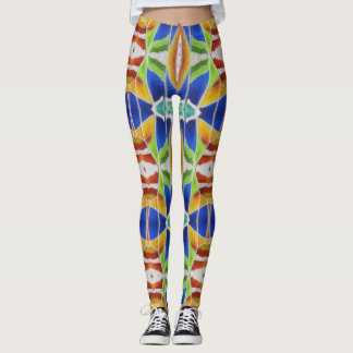 Vibrant Kaleidoscopic Geometric Pattern Colorful Leggings