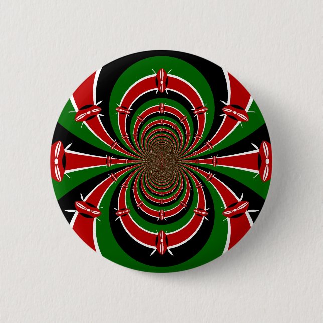 Vibrant Kenya Vision: Mirrored Kenyan Flag Art  2 Inch Round Button (Front)