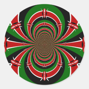 Vibrant Kenya Vision: Mirrored Kenyan Flag Art  Classic Round Sticker