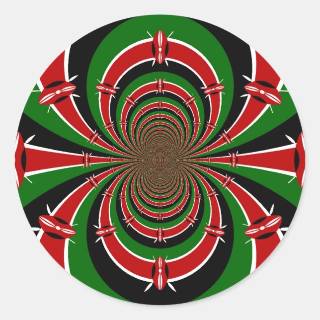 Vibrant Kenya Vision: Mirrored Kenyan Flag Art  Classic Round Sticker (Front)
