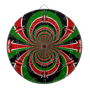 Vibrant Kenya Vision: Mirrored Kenyan Flag Art  Dartboard