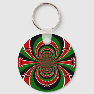 Vibrant Kenya Vision: Mirrored Kenyan Flag Art  Keychain