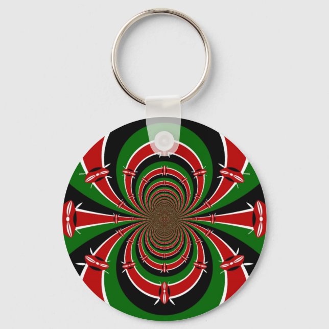 Vibrant Kenya Vision: Mirrored Kenyan Flag Art  Keychain (Front)