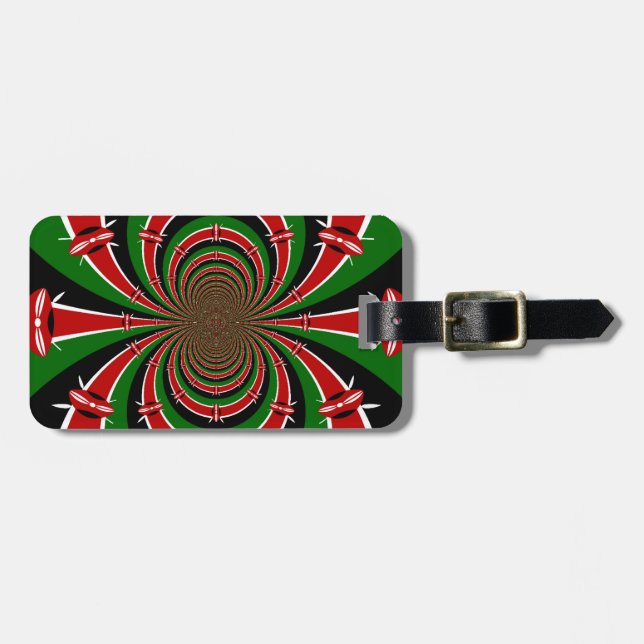 Vibrant Kenya Vision: Mirrored Kenyan Flag Art  Luggage Tag (Front Horizontal)
