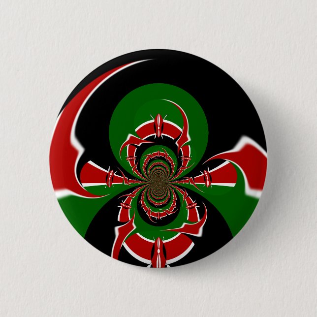 Vibrant Kenyan Flag Pattern: A Powerful Art 2 Inch Round Button (Front)