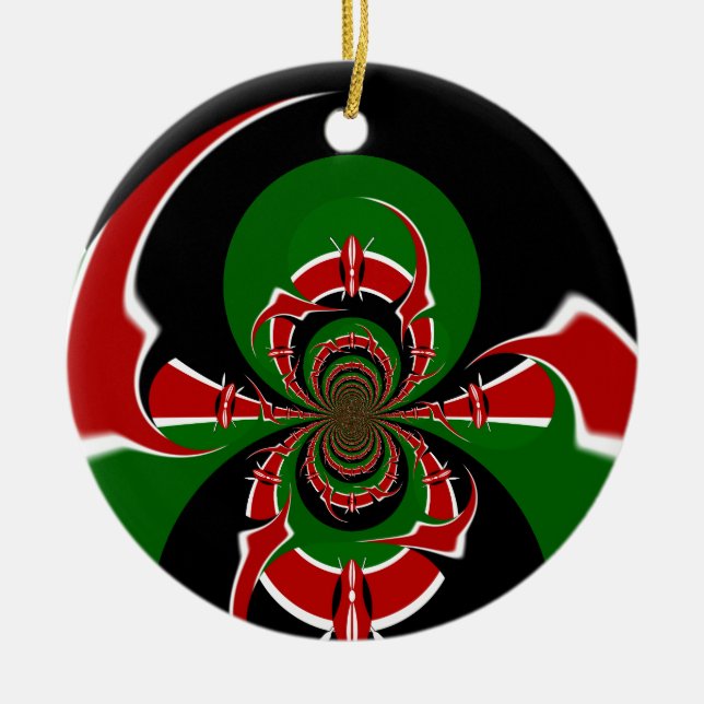 Vibrant Kenyan Flag Pattern: A Powerful Art Ceramic Ornament (Front)