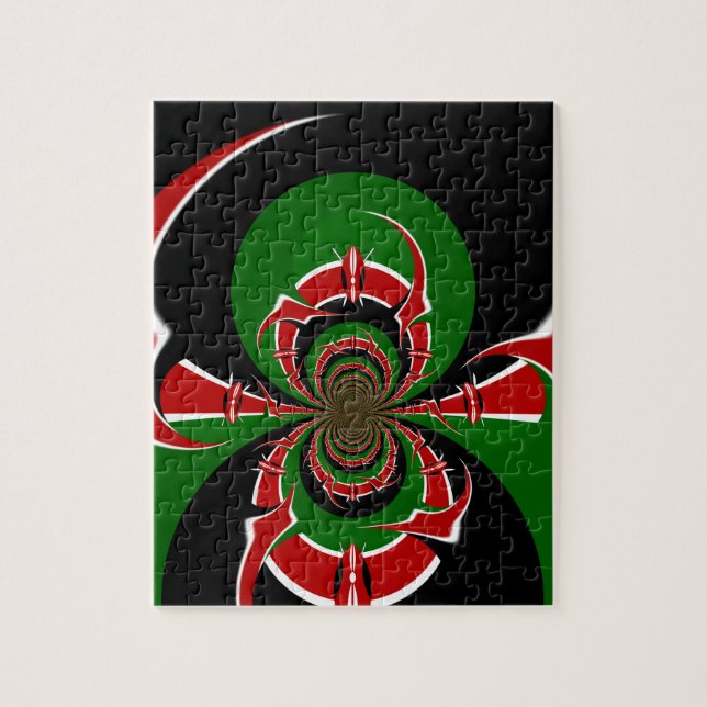 Vibrant Kenyan Flag Pattern: A Powerful Art Jigsaw Puzzle (Vertical)