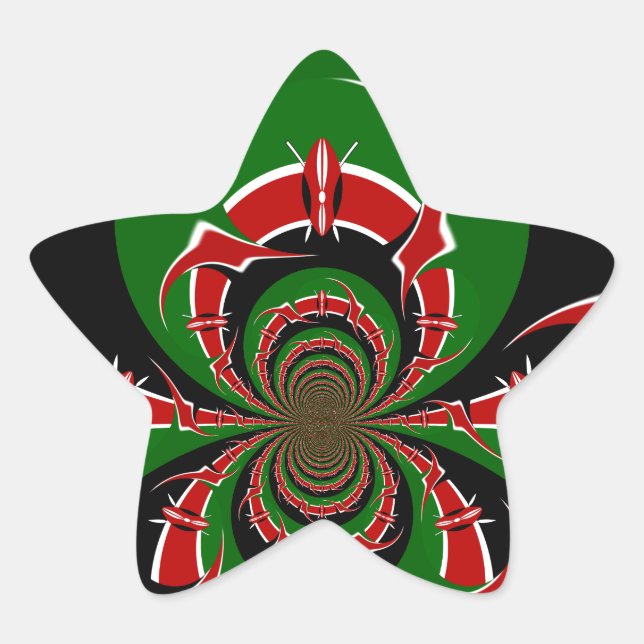 Vibrant Kenyan Flag Pattern: A Powerful Art Star Sticker (Front)