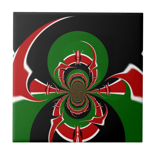 Vibrant Kenyan Flag Pattern: A Powerful Art Tile (Front)