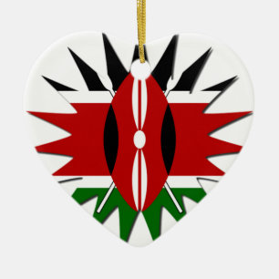 Vibrant Kenyan Flag Pattern: An 18-Star Art Ceramic Ornament