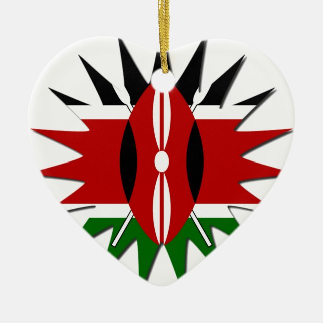 Vibrant Kenyan Flag Pattern: An 18-Star Art Ceramic Ornament (Front)